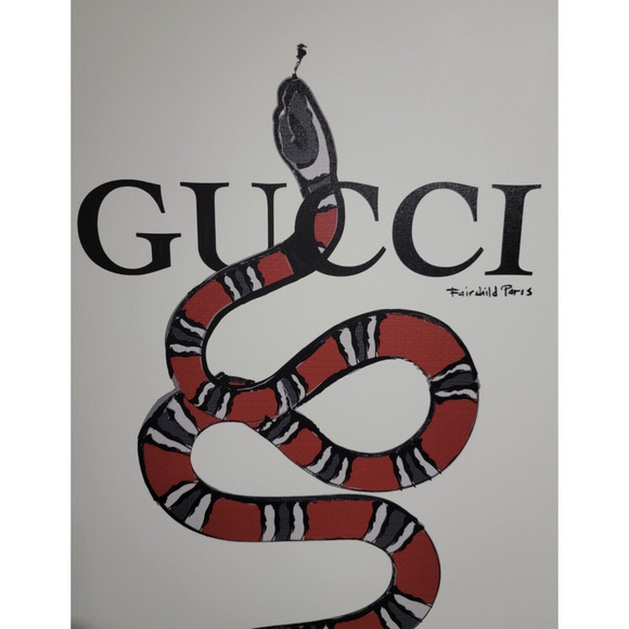 Gucci Wall Art Fairchild Paris Canvas Wall Art 24 " x 36 " Snake Home Decor NEW - Picture 3 of 4